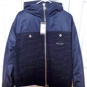 Armani Exchange Blouson Jacket - Camo Navy Blue  - Men's Large - NEW WITH TAGS